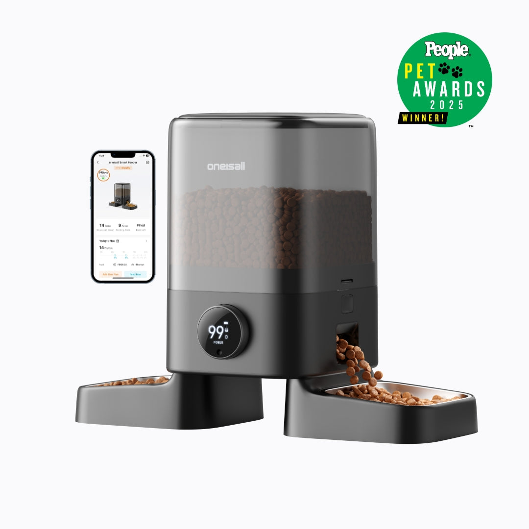 Oneisall H1-W automatic feeder with two cat bowls