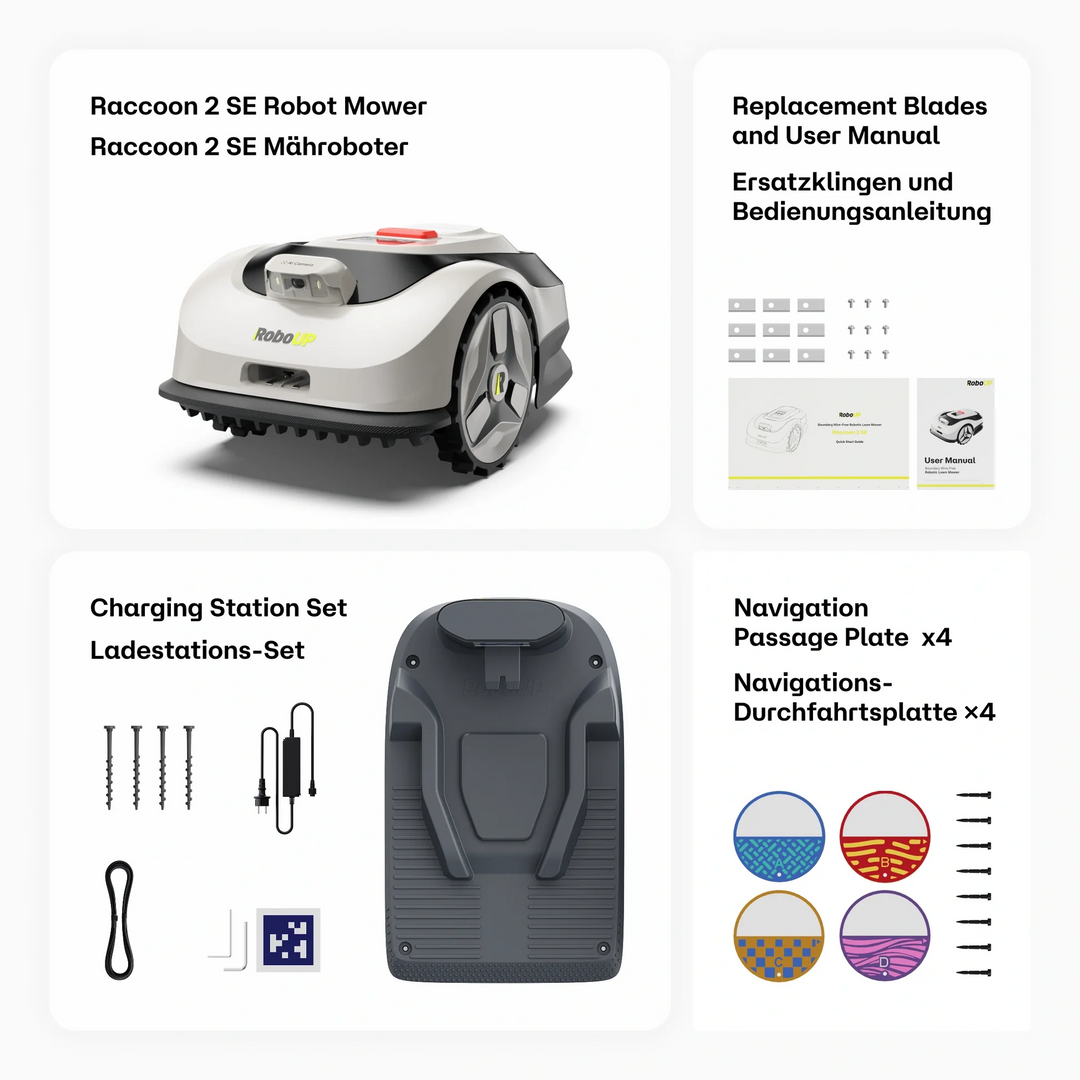 RoboUP Raccoon 2 SE Robot Lawn Mower | Smart Wire-Free Robotic Lawnmower for Small & Medium Yards