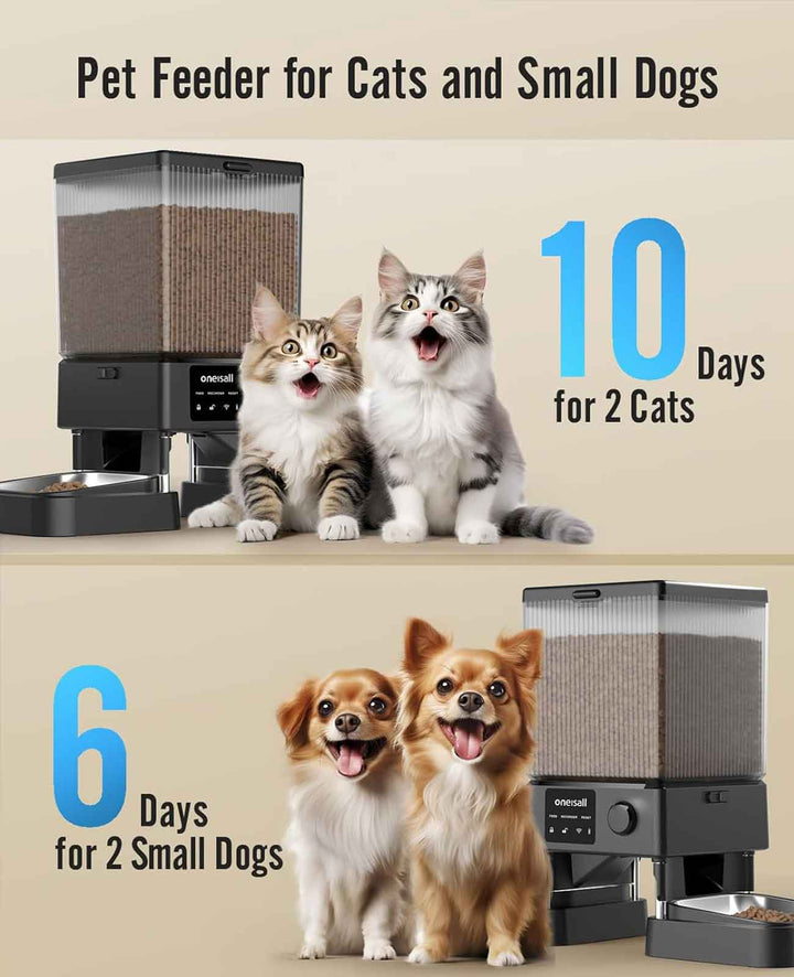 Oneisall 5L Automatic Cat Feeder for Two Cats - Black - Oneisall - EU