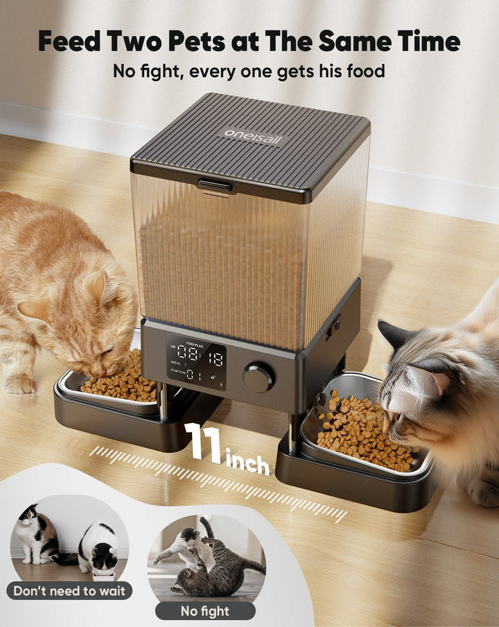 Oneisall 5L Automatic Cat Feeder for Two Cats - Black - Oneisall - EU