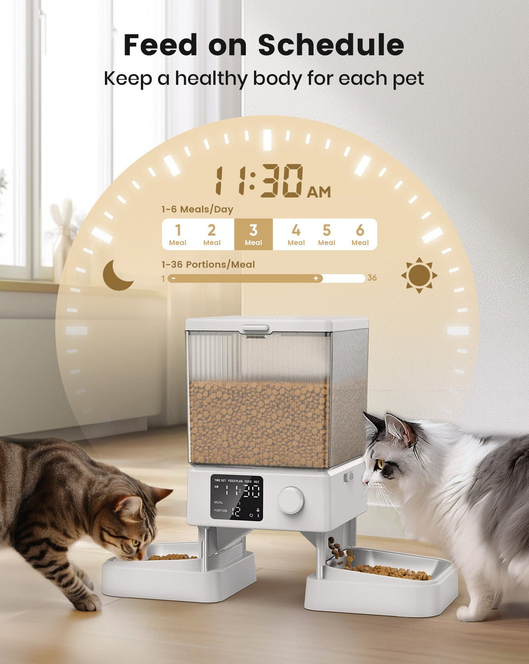 Oneisall 5L Automatic Cat Feeder for Two Cats White - Oneisall - EU