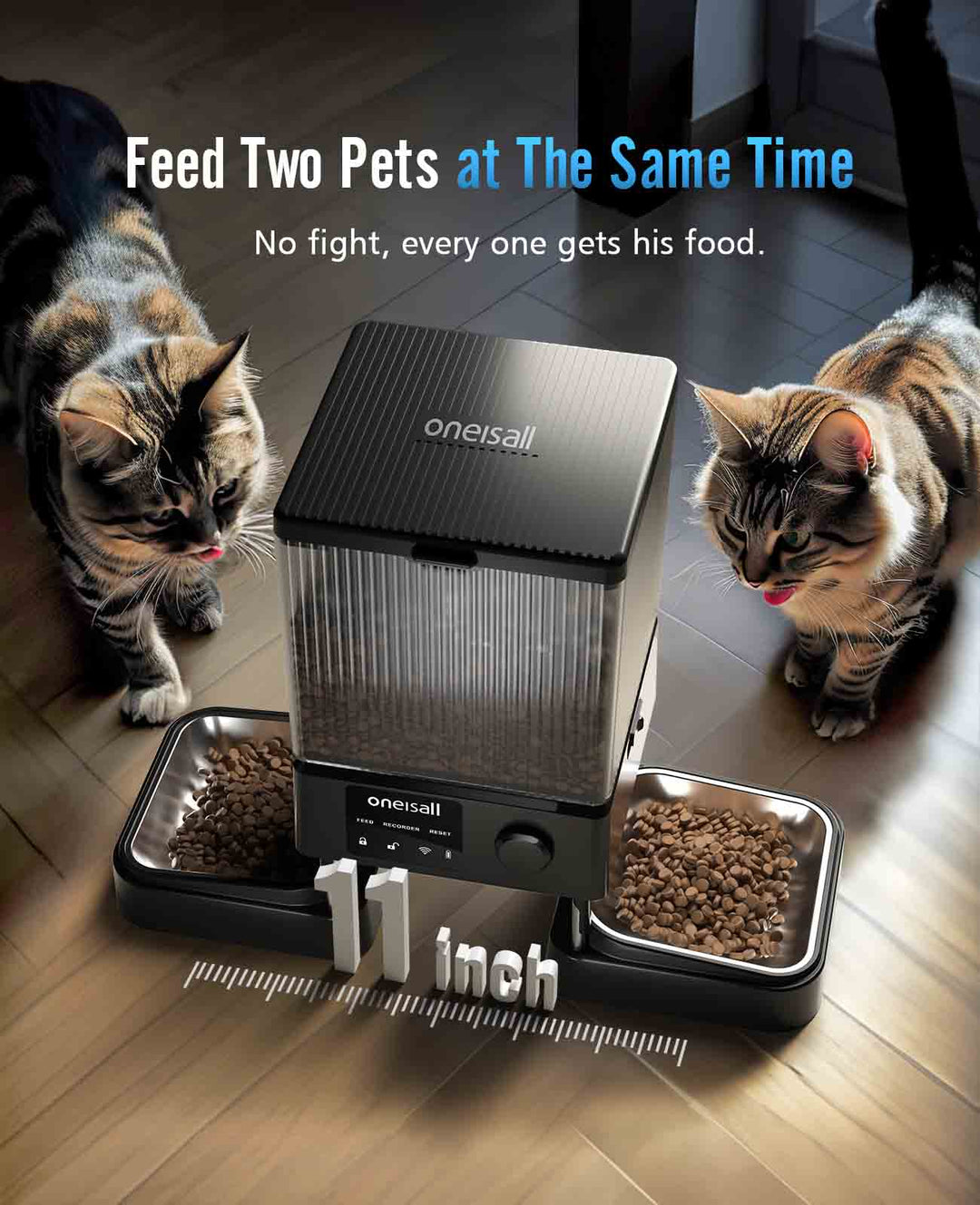 Oneisall 5L Automatic Cat Feeder with APP Control for Two Cats - Oneisall - EU
