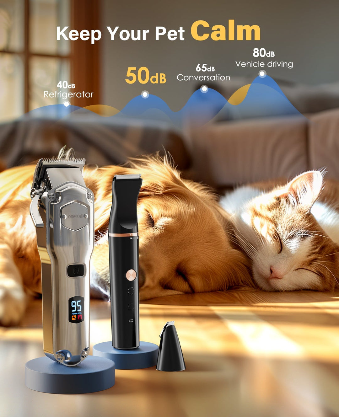 Oneisall 676+P20 3 - in - 1 Dog Clipper and Paw Trimmer Set - Oneisall - EU